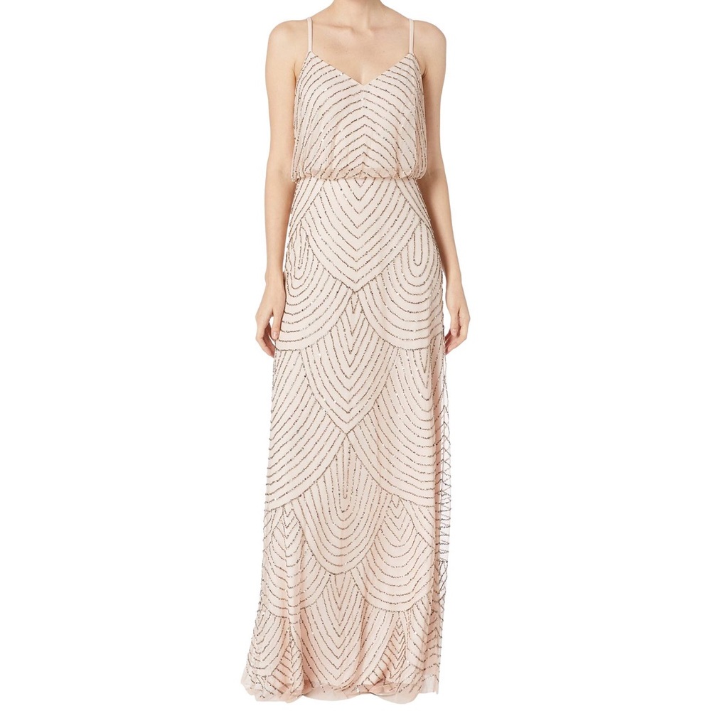 Adrianna Papell | Long Deco Bead Blouson dress.